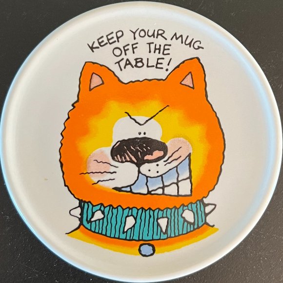 Vintage Hallmark MUG MATES Cat Characters Cup with Lid Coaster ~ 1985 - Picture 7 of 8